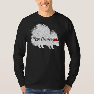 Camiseta Porcupine Amante de os animais Xmas Santa Hat Porc