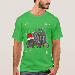 Camiseta Porcupine Christmas Lights Led Engraçado Santa Hat