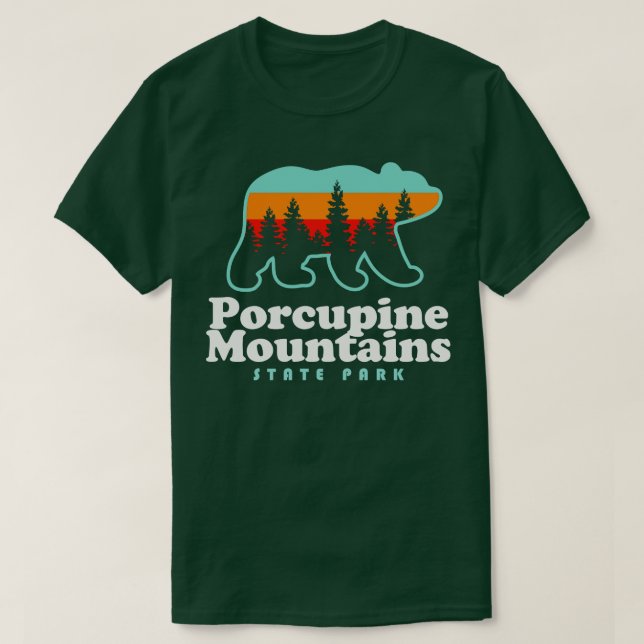 Camiseta Porcupine Monta o Urso de Caça do Michigan (Frente do Design)