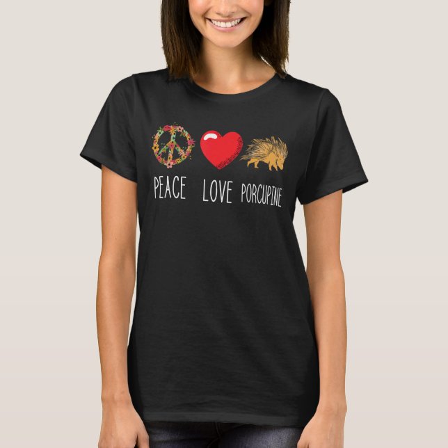 Camiseta Porcupine Spine Love Peace Rodent Quill Nature Ani (Frente)