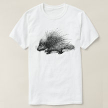 Porcupine Vintage Ilustra Mens T-Shirt