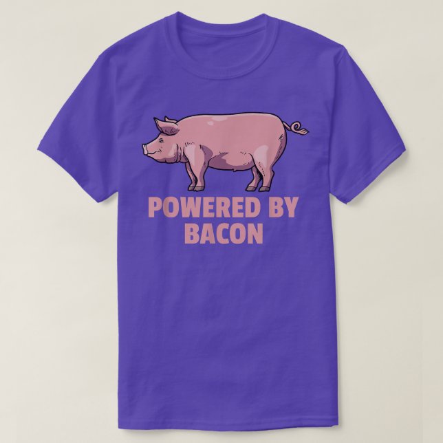 Camiseta Pork Pig Meat Breakfast BBQ Bacon - Powered By Bac (Frente do Design)