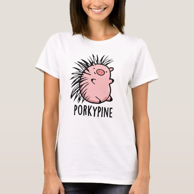 Camiseta Porky-Pine Funny Porcupine Pig Pun (Frente)