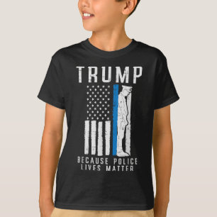 Camiseta Porque Polícia Vive Pro Trump Thin Blue Line UF