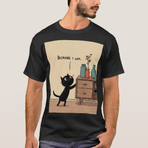 Camiseta “Porque Posso” Gato Preto – Poster Minimalista Div