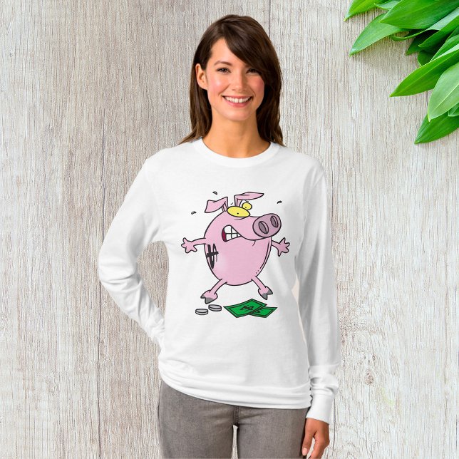Camiseta Porquinho Banco Divertido Perdendo Dinheiro (Criador carregado)