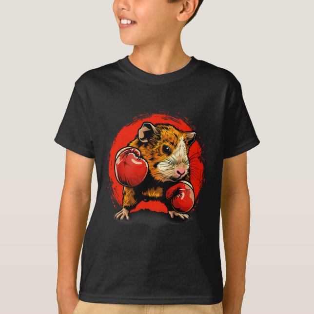Camiseta Porquinho-da-índia Boxeando Com Luvas de Boxe Kick (Frente)