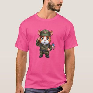 Camiseta Porquinho-da-índia Exército Pet Divertido Militar