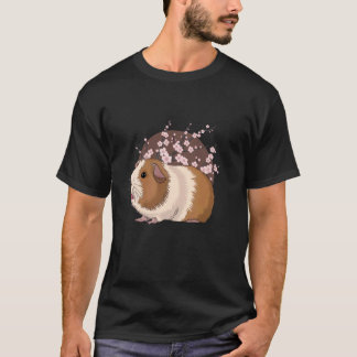 Camiseta Porquinho-da-índia Flor de Cerejeira Japonesa Cavy