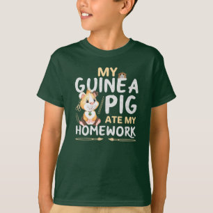 Camiseta Porquinho-da-índia Fofo Comeu Minha Lição de Casa