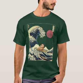 Camiseta Porquinho-da-índia Kanagawa Onda de Surf Japonês r