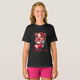 Camiseta Porquinho Feriado Doce em Meia de Natal