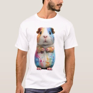 Camiseta Porquinhos da Guiné Homens com Tinta Colorida