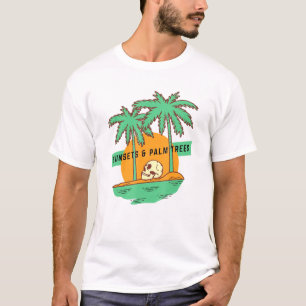 Camiseta Pôrs do sol Biker Palm Trees de Crânio Contagem de