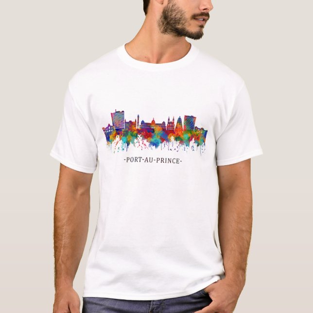 Camiseta Port-Au-Prince Haiti Skyline (Frente)