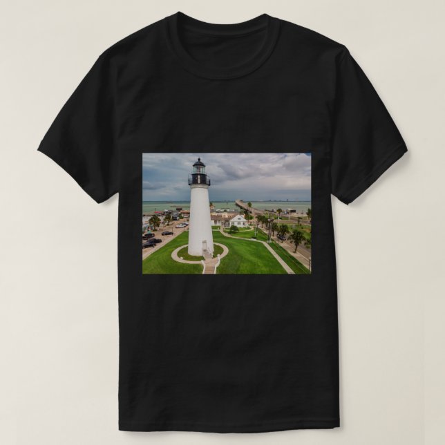 Camiseta Port Isabel, Farol TX Longo (Frente do Design)
