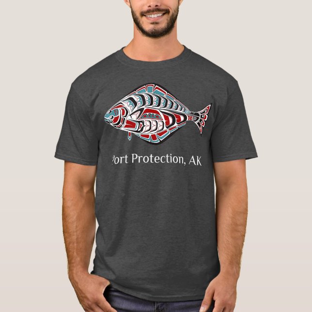 Camiseta Port Protection Alaska Native American Halibut (Frente)