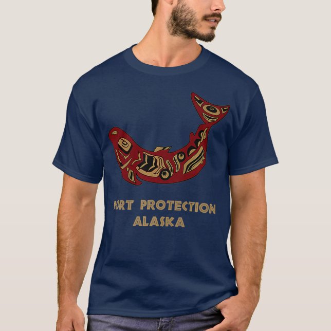 Camiseta Port Protection Alaska Native American Salmon (Frente)