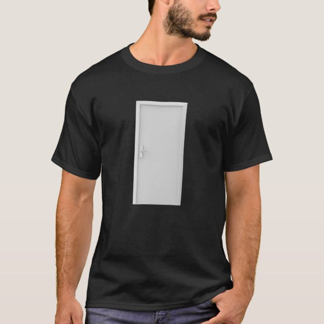Camiseta Porta branca com cadeado inteligente (Frente)