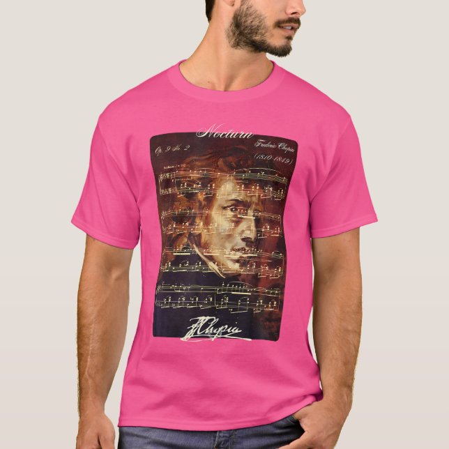 Camiseta Porta de Assinatura de Chopin Frederic, Op. 9 No.  (Frente)