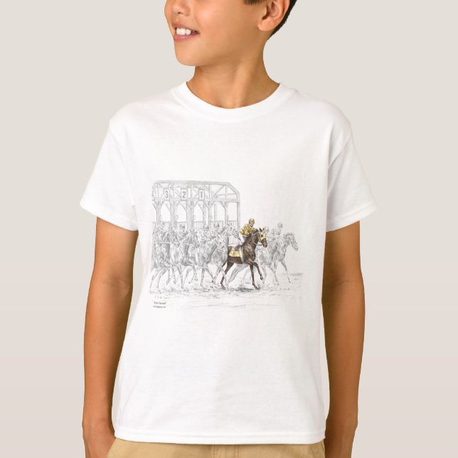 Camiseta Porta de Início da Corrida de Cavalo (Frente)