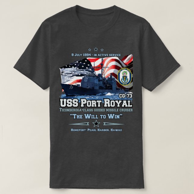 Camiseta Porta USS Royal CG73 Cruiser (Frente do Design)