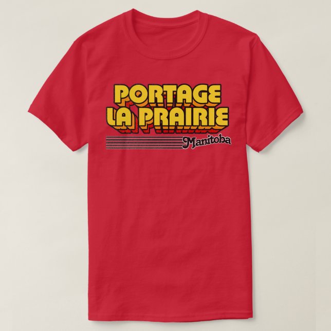 Camiseta Portage la Prairie Manitoba Retro Stripes (Frente do Design)