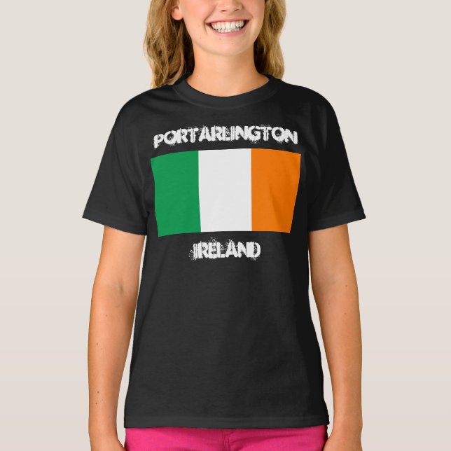 Camiseta Portarlington, Irlanda com bandeira irlandesa Girl (Frente)