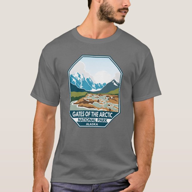 Camiseta Portas do Parque Nacional Ártico Retro Emblem (Frente)