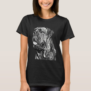 Camiseta Porte de Cão Negro e Branco do Mastiff Italiano Ca