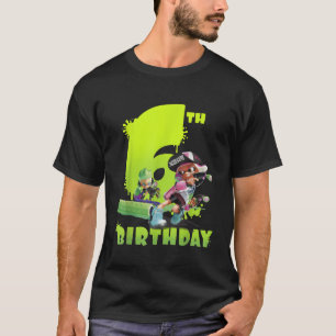 Camiseta Porte de Splatoon 6 de Aniversário Verde Splatter