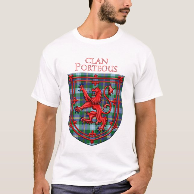 Camiseta Porteous Tartan Scottish Xadrez Lion Rampant (Frente)