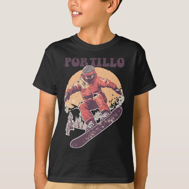 Camiseta Portillo Chile Retro Snowboard (Frente)