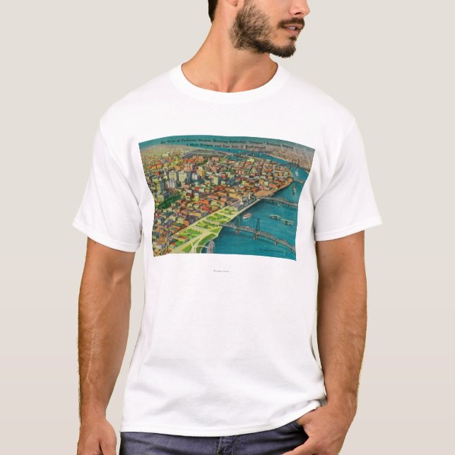 Camiseta Portland do ar que mostra pontes e (Frente)