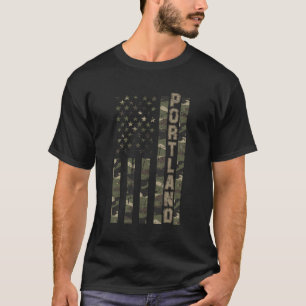 Camiseta Portland Estados Unidos Afastou a Bandeira Camo W