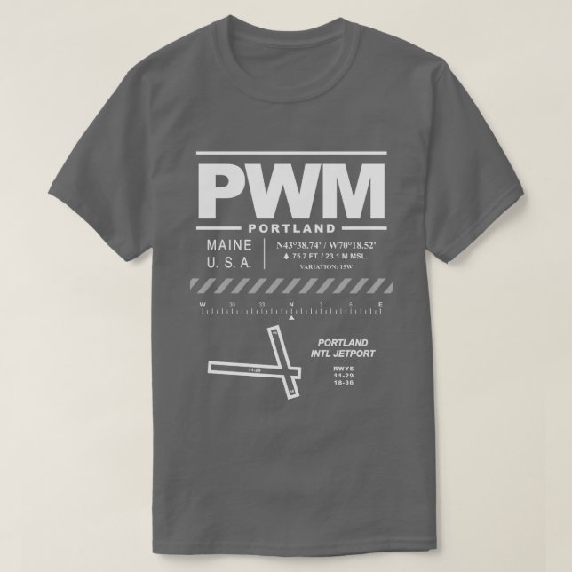 Camiseta Portland International Jetport PWM (Frente do Design)