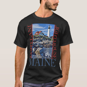 Camiseta Portland Lighthouse Maine 1875 Design