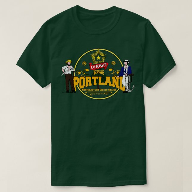 Camiseta Portland Maine StateUSA (Frente do Design)