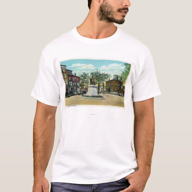 Camiseta Portland, monumento de MaineLongfellow e quadrado (Frente)