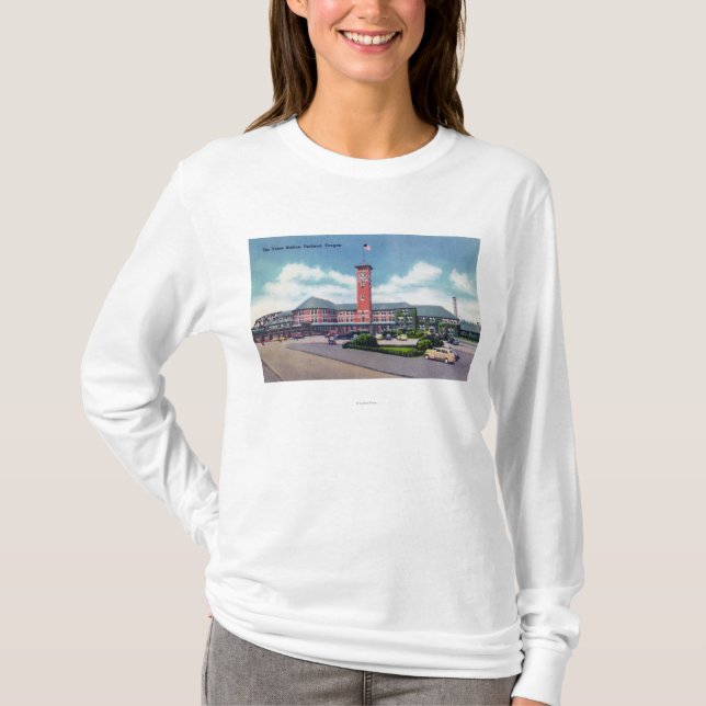 Camiseta Portland, opinião de OregonExterior da estação da (Frente)