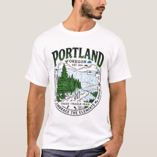 Camiseta Portland Oregon Chuva Árvores E Trilhas