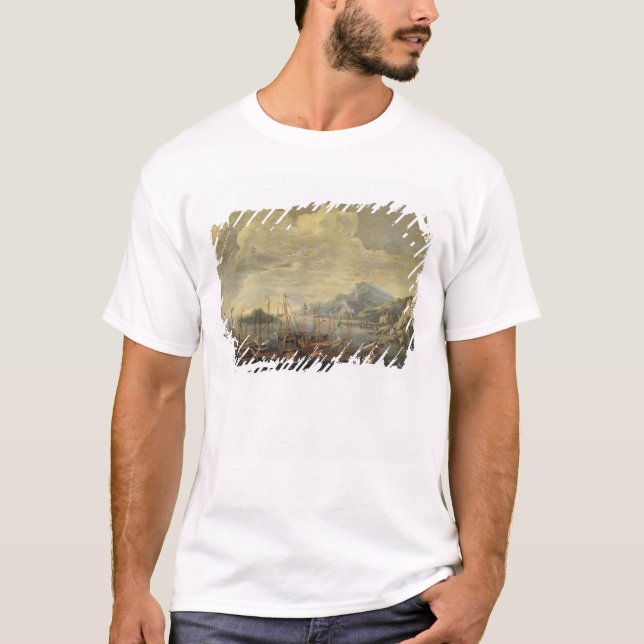 Camiseta Porto com farol e navios (óleo em canvas) (Frente)