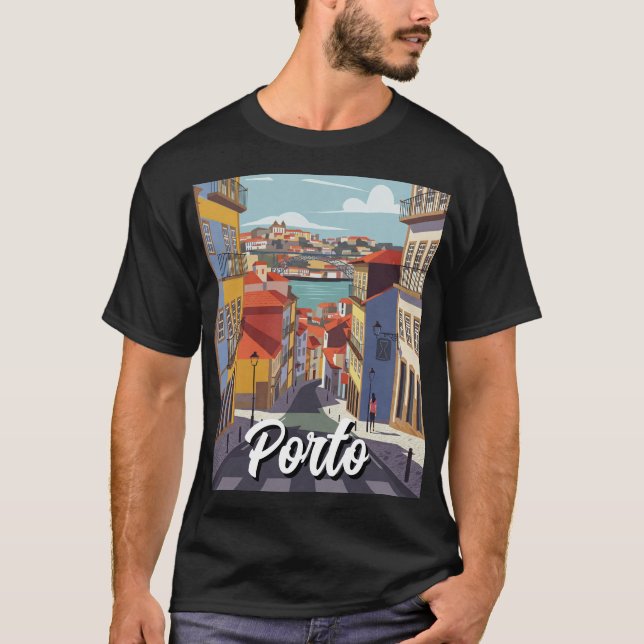 Camiseta Porto Portugal Viagem Abstrato (Frente)