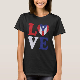 Camiseta Porto Rico Ama Bandeira do Coração Porto Rico
