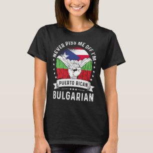 Camiseta Porto Rico Bandeira Bulgária Cresceu Orgulho Humor