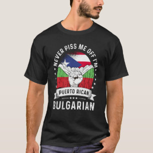 Camiseta Porto Rico Bandeira Bulgária Cresceu Orgulho Humor