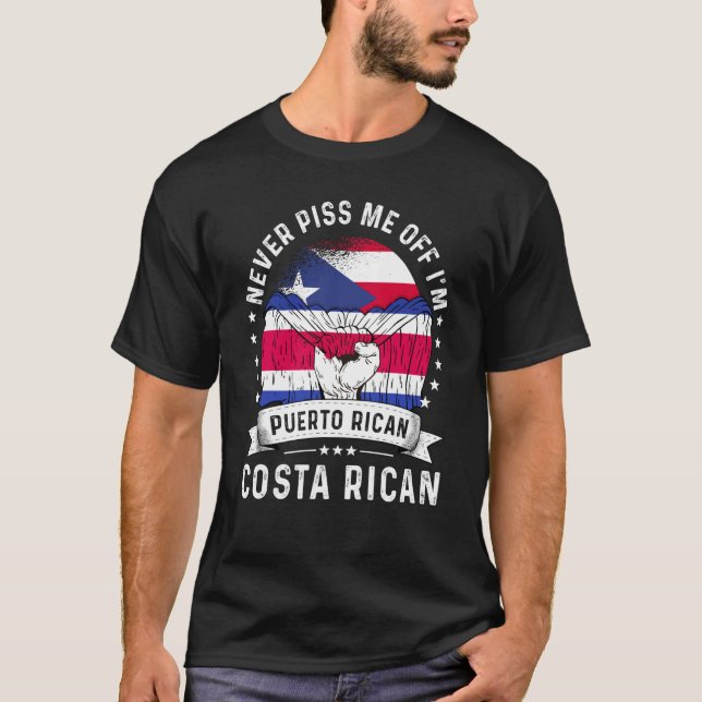 Camiseta Porto Rico Bandeira Costa Rica Cultivou Orgulho Hu (Frente)