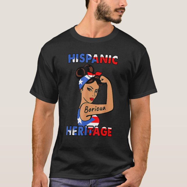 Camiseta Porto Rico Bandeira Herança Hispânica Boricua Mulh (Frente)