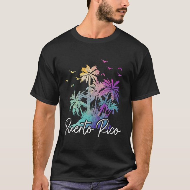 Camiseta Porto Rico Boricua Beach Palm Trees Porto Rico (Frente)
