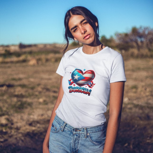 Camiseta Porto Rico Boricua Love Heart Flag (Cute Puerto Rico Boricua Love Heart Flag T-Shirt)